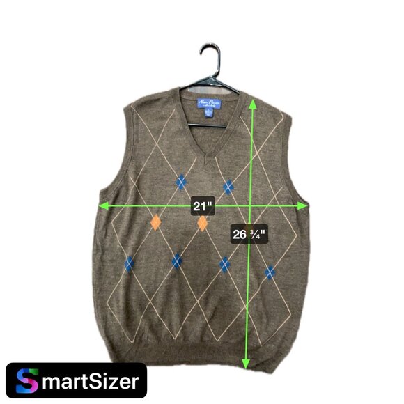 Alan Flusser Mens Brown Argyle Sweater Vest Sz L - Picture 7 of 7